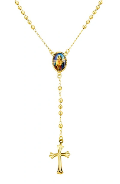 Bling Jewelry Holy Cross Rosary Y-necklace In Gold-tone Mary
