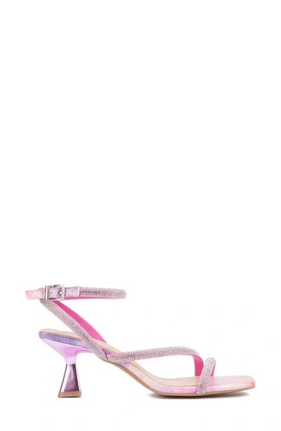 Shop New York And Company Quilla Kitten Heel Rhinestone Sandal In Pink Multi