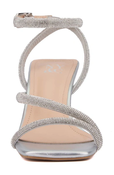 Shop New York And Company Quilla Kitten Heel Rhinestone Sandal In Silver