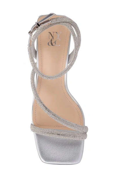 Shop New York And Company Quilla Kitten Heel Rhinestone Sandal In Silver