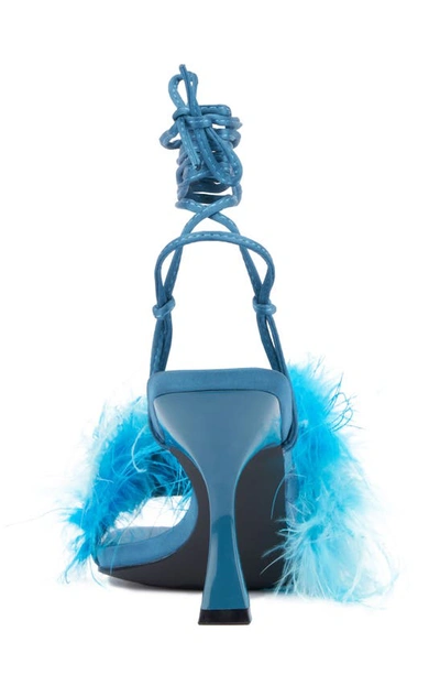 Shop New York And Company Georgia Feather Sandal In Blue/turquoise