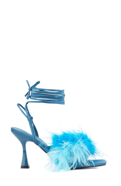 Shop New York And Company Georgia Feather Sandal In Blue/turquoise