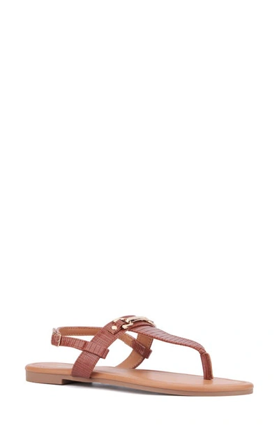 New York And Company Angelica Women's Sandal In Cognac Lizard