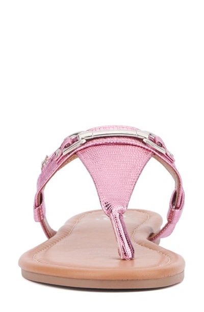 Shop New York And Company Angelica Thong Sandal In Pink Lizard
