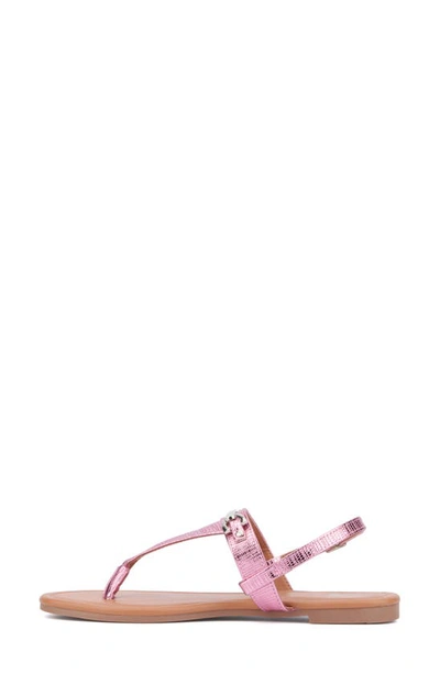 Shop New York And Company Angelica Thong Sandal In Pink Lizard