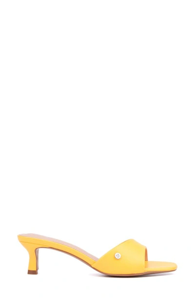 Shop New York And Company Gaia Kitten Heel Sandal In Orange Yellow
