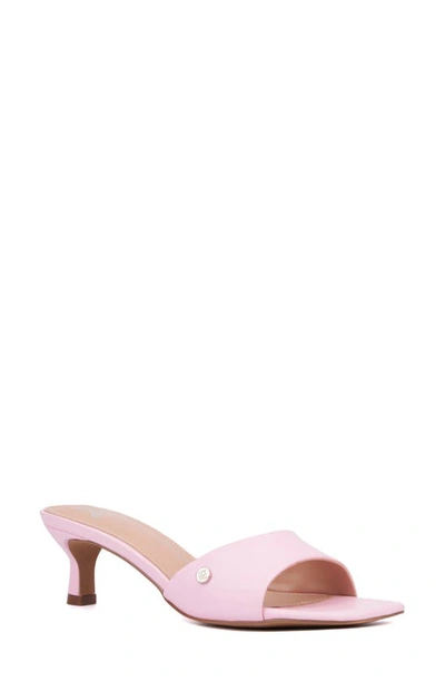 Shop New York And Company Gaia Kitten Heel Sandal In Pastel Pink