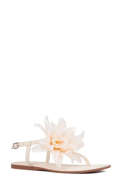 New York And Company Big Flower Women's T-strap Sandal In Bone