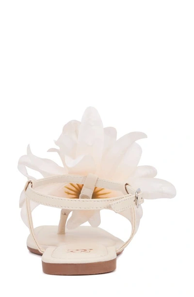 New York And Company Big Flower Women's T-strap Sandal In Bone