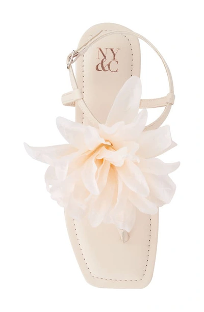 New York And Company Big Flower Women's T-strap Sandal In Bone