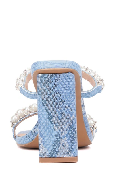 Shop New York And Company Calissa Imitation Pearl & Rhinestone Embellished Sandal In Blue