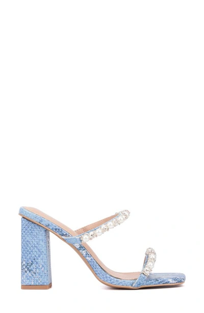 New York And Company Calissa Imitation Pearl & Rhinestone Embellished Sandal In Blue