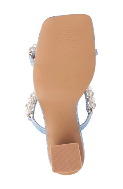 Shop New York And Company Calissa Imitation Pearl & Rhinestone Embellished Sandal In Blue