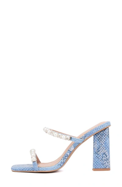 Shop New York And Company Calissa Imitation Pearl & Rhinestone Embellished Sandal In Blue