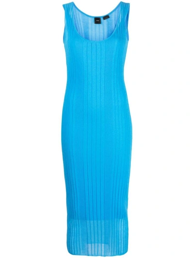 Shop Pinko Ribbed Dress In Blue