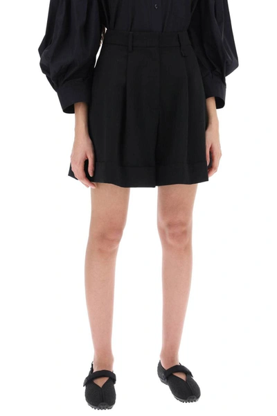 Shop Simone Rocha Flared Shorts With Cuffed Hem In Black