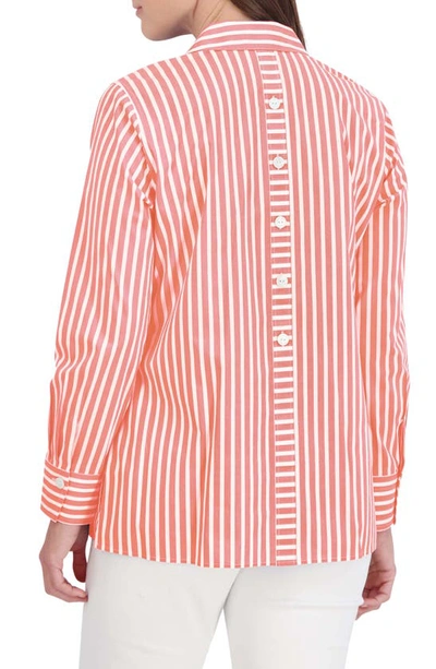 Foxcroft Pamela Stripe Blouse In Tangerine
