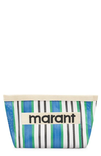 Shop Isabel Marant Powden Stripe Nylon Pouch In Blue
