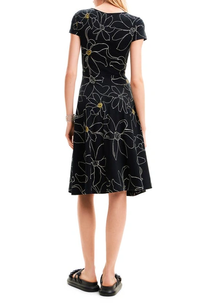 Desigual Margaritis Floral Stretch Cotton T-shirt Dress In Black