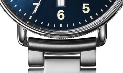Shop Shinola The Canfield Chronograph Bracelet Watch, 43mm In Midnight Blue/ Silver