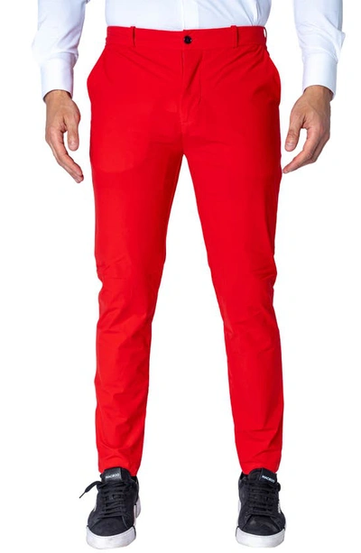 Shop Maceoo Slim Fit Pants In Red