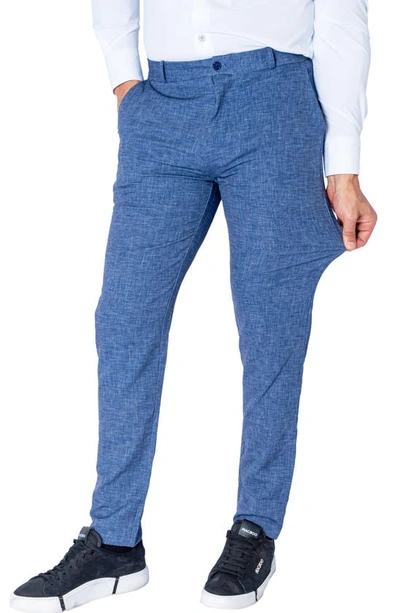 Shop Maceoo Crosshatch Weave Slim Fit Stretch Pants In Blue