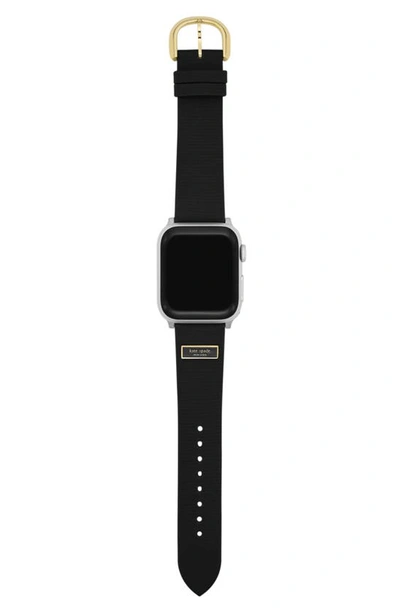 Shop Kate Spade New York Braided Leather 20mm Apple Watch® Watchband In Black