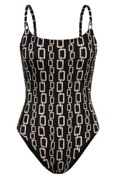 Shop L Agence L'agence Remi Geo One-piece Swimsuit E In Black