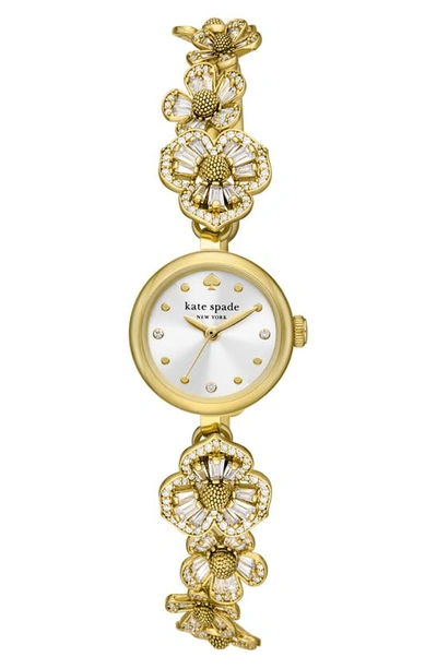 Shop Kate Spade Monroe Floral Crystal Strap Watch, 24mm In Gold