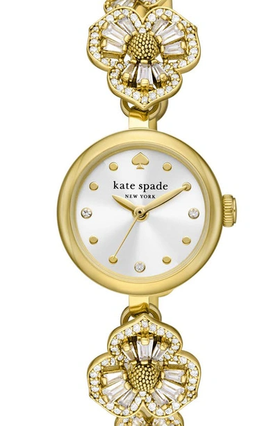 Shop Kate Spade Monroe Floral Crystal Strap Watch, 24mm In Gold