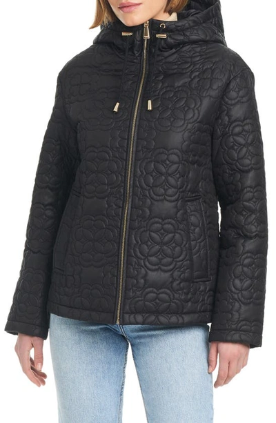 Shop Kate Spade Quilts Hooded Jacket In Black