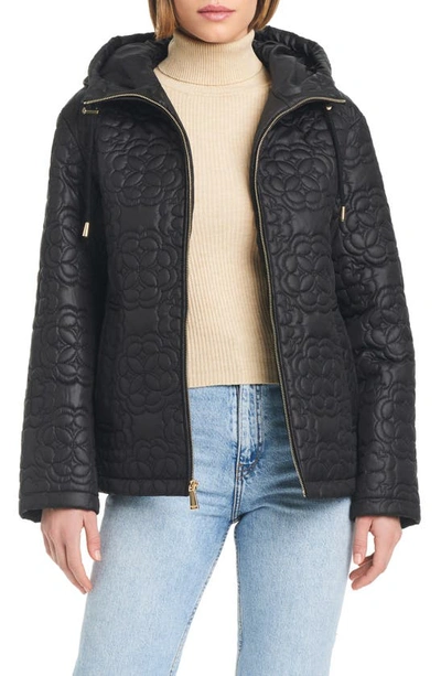 Shop Kate Spade Quilts Hooded Jacket In Black