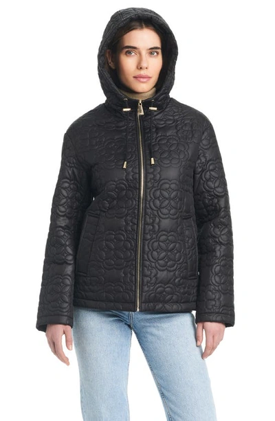 Shop Kate Spade Quilts Hooded Jacket In Black