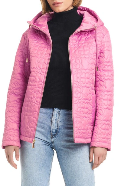 Shop Kate Spade Quilts Hooded Jacket In Echinacea Flower