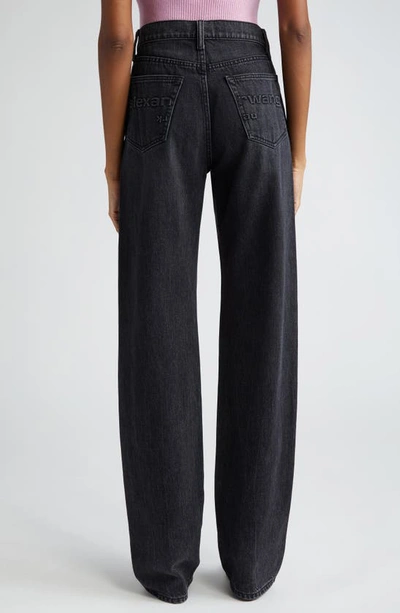 Alexander Wang Embossed Logo Relaxed Straight Jeans In Grey Aged