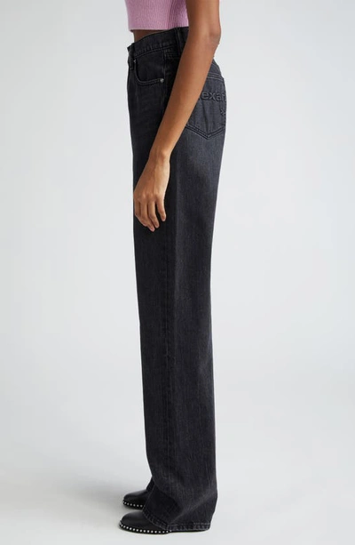 Alexander Wang Embossed Logo Relaxed Straight Jeans In Grey Aged