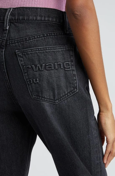 Alexander Wang Embossed Logo Relaxed Straight Jeans In Grey Aged