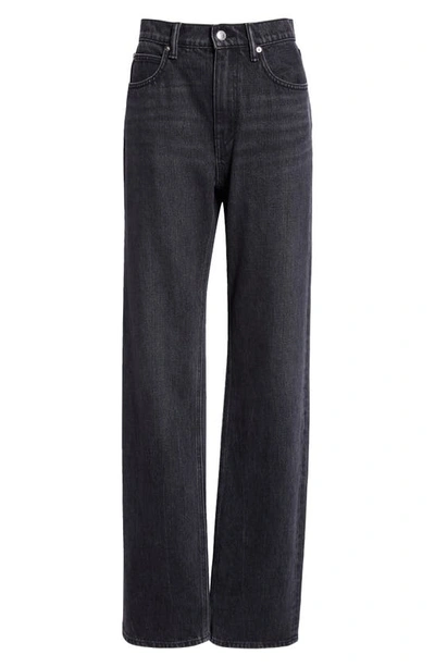 Alexander Wang Embossed Logo Relaxed Straight Jeans In Grey Aged