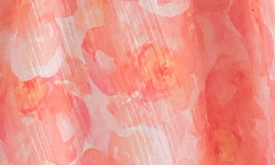 Mila Mae Floral Wrap Front Long Sleeve Dress In Coral