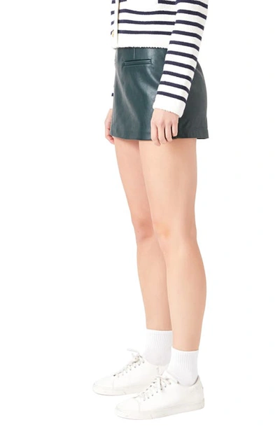 English Factory Faux Leather Skort In Teal