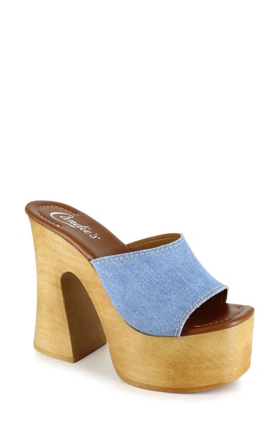 Shop Candies Mia Platform Slide Sandal In Blue
