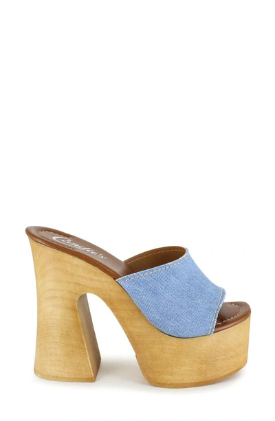 Candies Mia Platform Slide Sandal In Blue