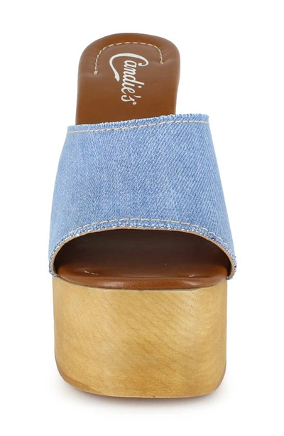 Candies Mia Platform Slide Sandal In Blue