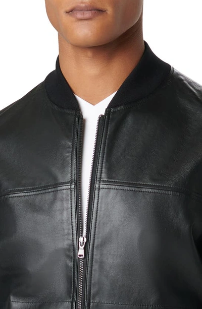 Shop Bugatchi Leather Front Zip-up Cotton & Cashmere Cardigan In Black