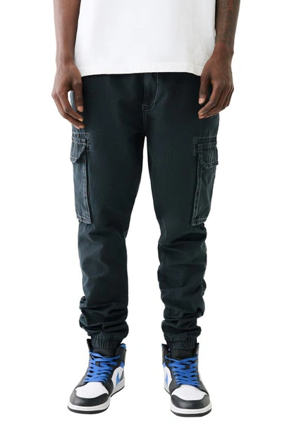 Shop True Religion Brand Jeans Big T Cargo Joggers In Jet Black