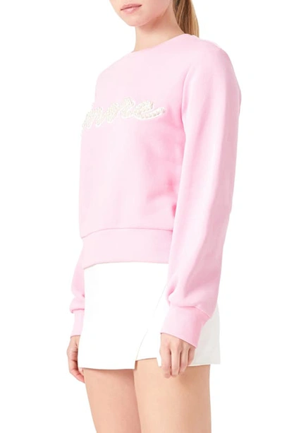 Shop Endless Rose Amore Pearly Beaded Sweatshirt In Pink