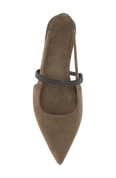 Shop Brunello Cucinelli Pointed Toe Slingback Sandal In Medium Brown