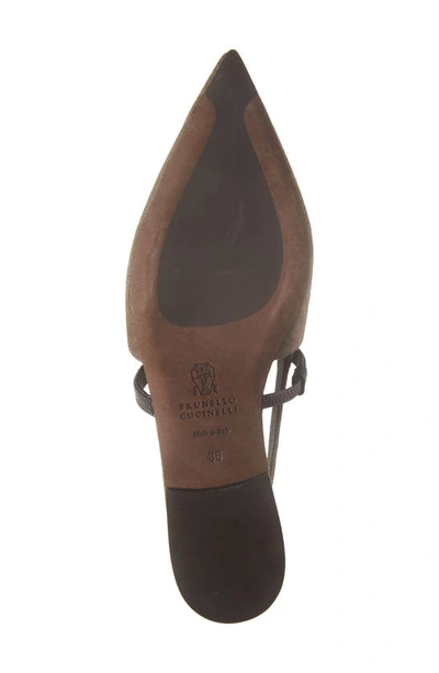 Brunello Cucinelli Monili Pointed Toe Slingback Flat In Medium Brown
