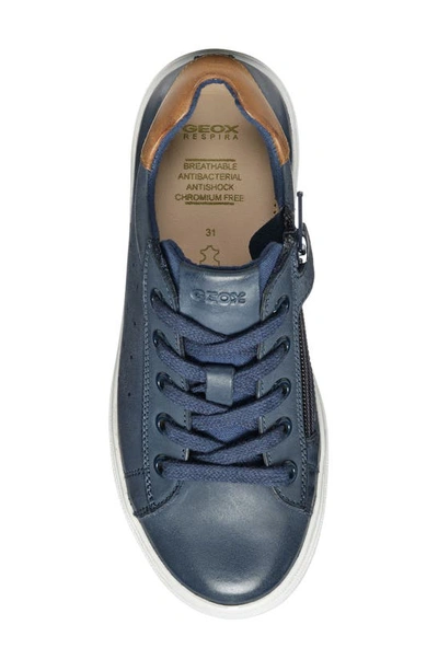 Shop Geox Kids' Nashik Sneaker In Blue/ Brown
