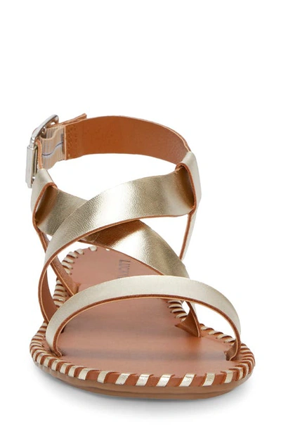 Shop Lucky Brand Zelek Ankle Strap Sandal In Gold Platino Cabral